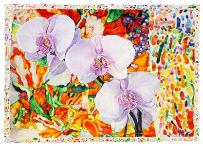 Orchids Dream - watercolor on paper painting by Joseph Raffael